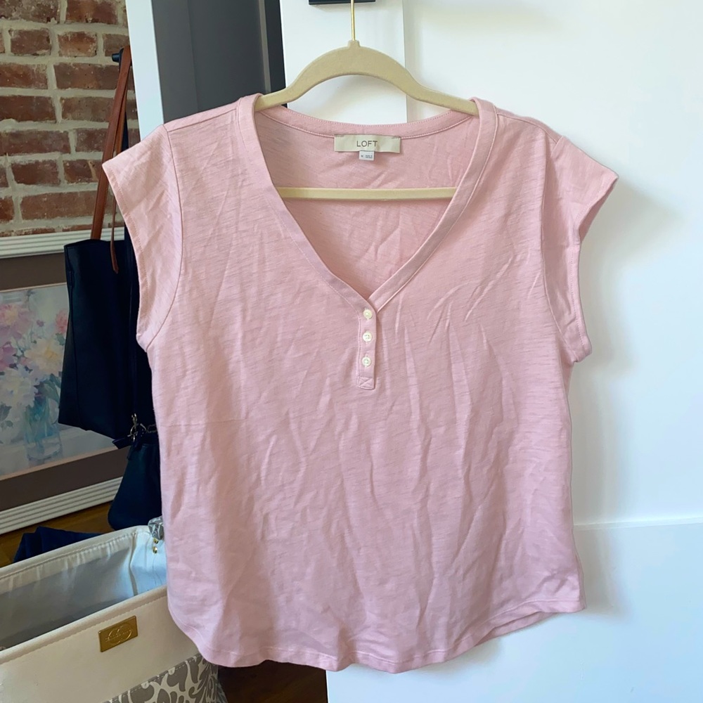 *Like New* LOFT Henley Styled Light Pink Top